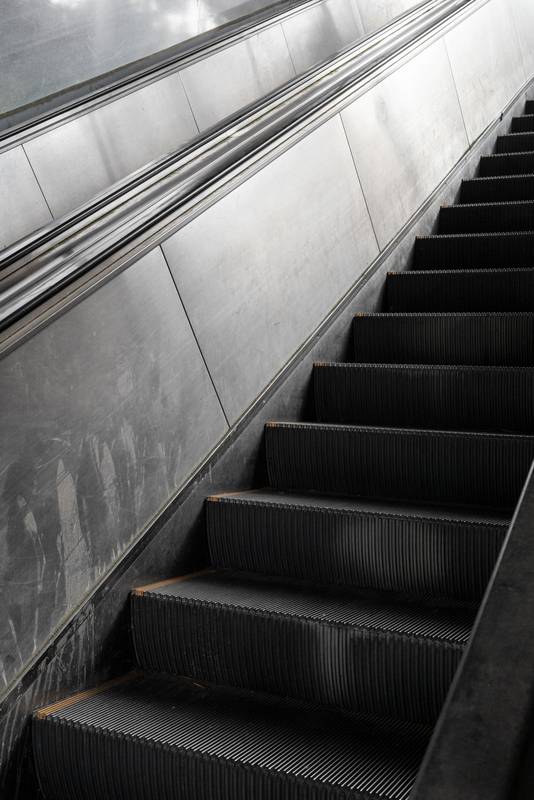 escalator with its handrail, structure