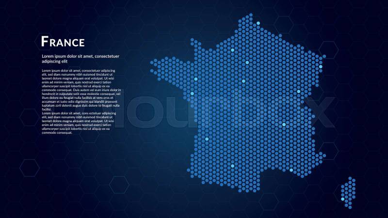 Map of France. Digital dot map showing the country's most important cities