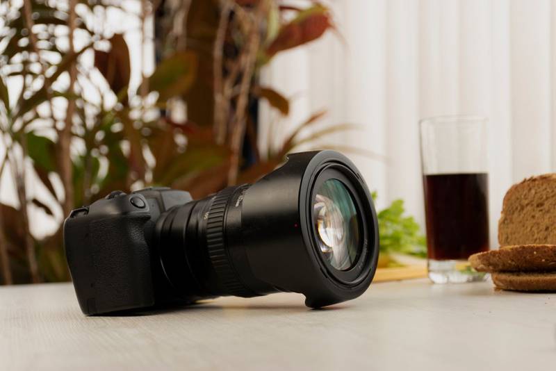 professional camera, work tools and art