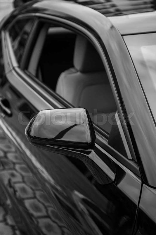 elegant black car, window and empty seat