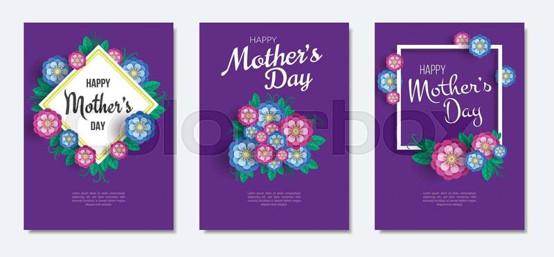 Elegant Mother’s Day Floral Cards: Purple Textured Greeting Set with Vibrant Blooms