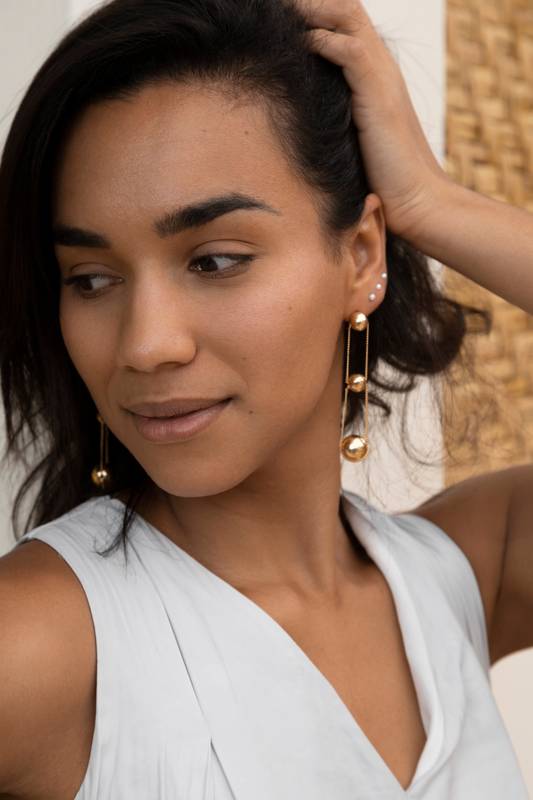 natural beauty, profile of the face of a young Latin brunette woman