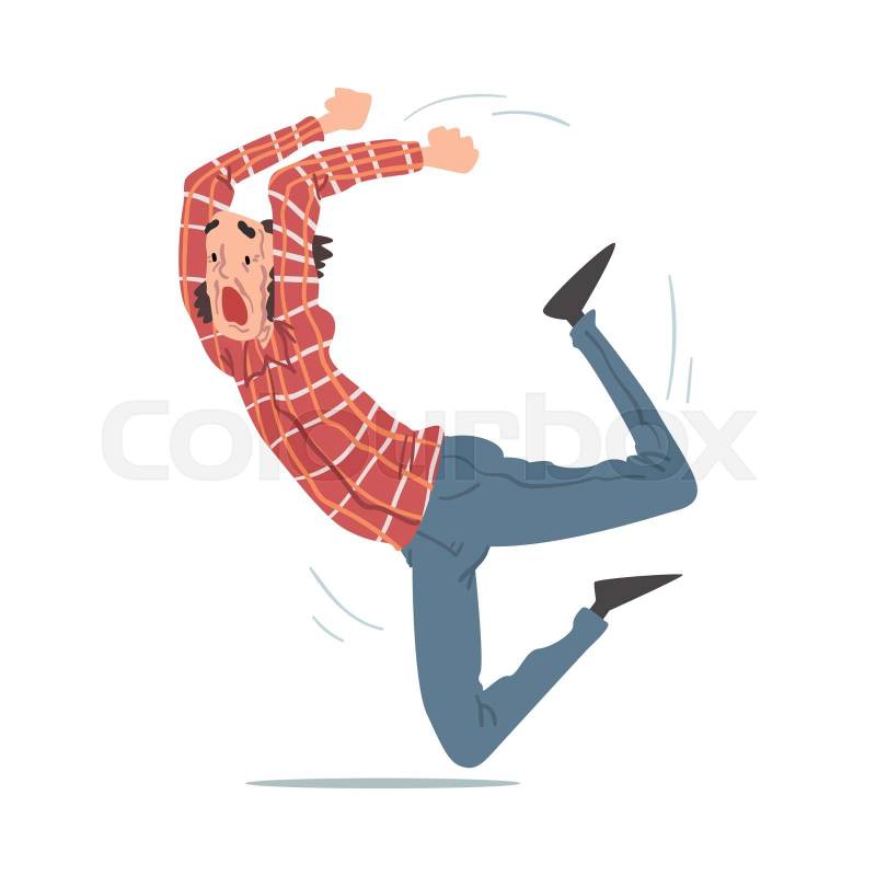 Screaming Elderly Man Falling Down, Retired Male Person Fall | Colourbox
