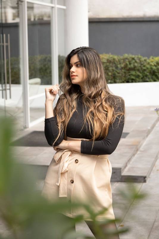 young woman with long hair, fashion and beauty model