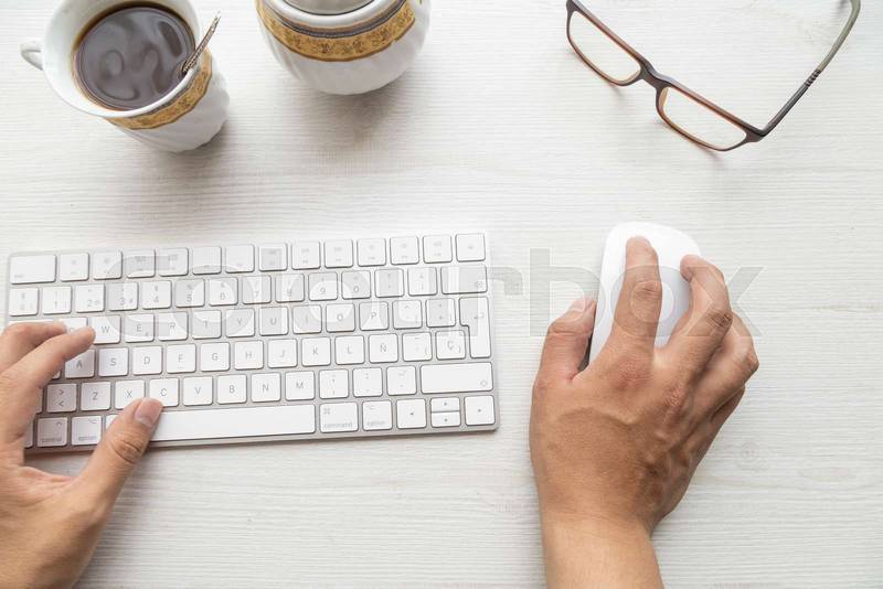 cup of coffee and jar of sugar on the desk, lifestyle at work